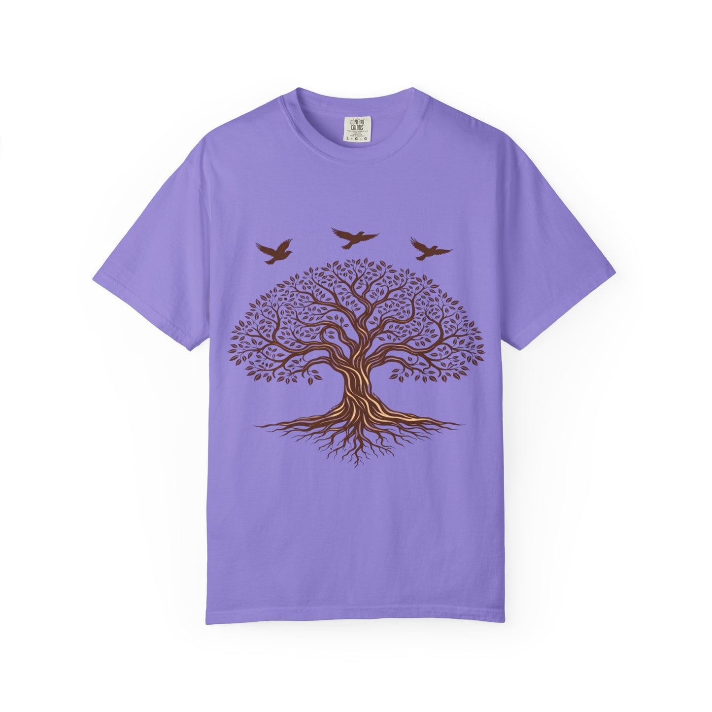 Tree of Life Shirt with Birds| Nature Graphic Tee| Boho Tree Tee | Garment Dyed T
