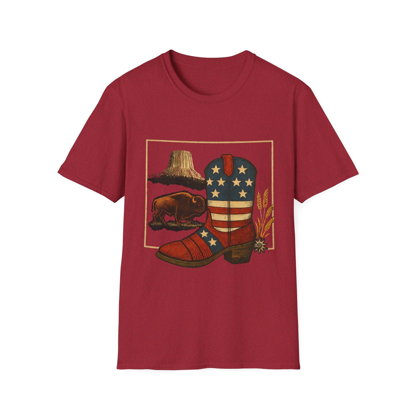 Wyoming Patriotic Cowboy Boot T-Shirt - Americana Western Graphic Tee