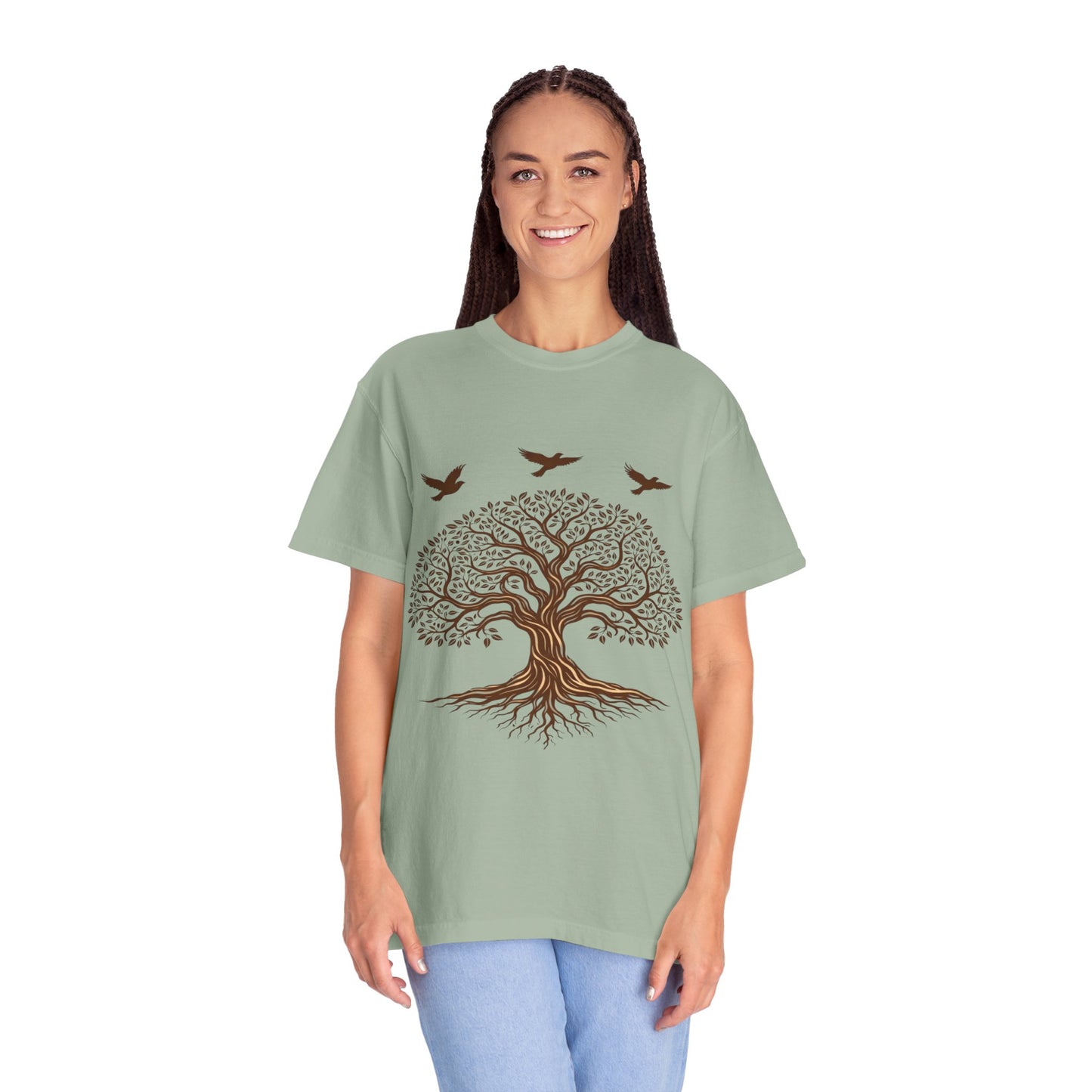 Tree of Life Shirt with Birds| Nature Graphic Tee| Boho Tree Tee | Garment Dyed T