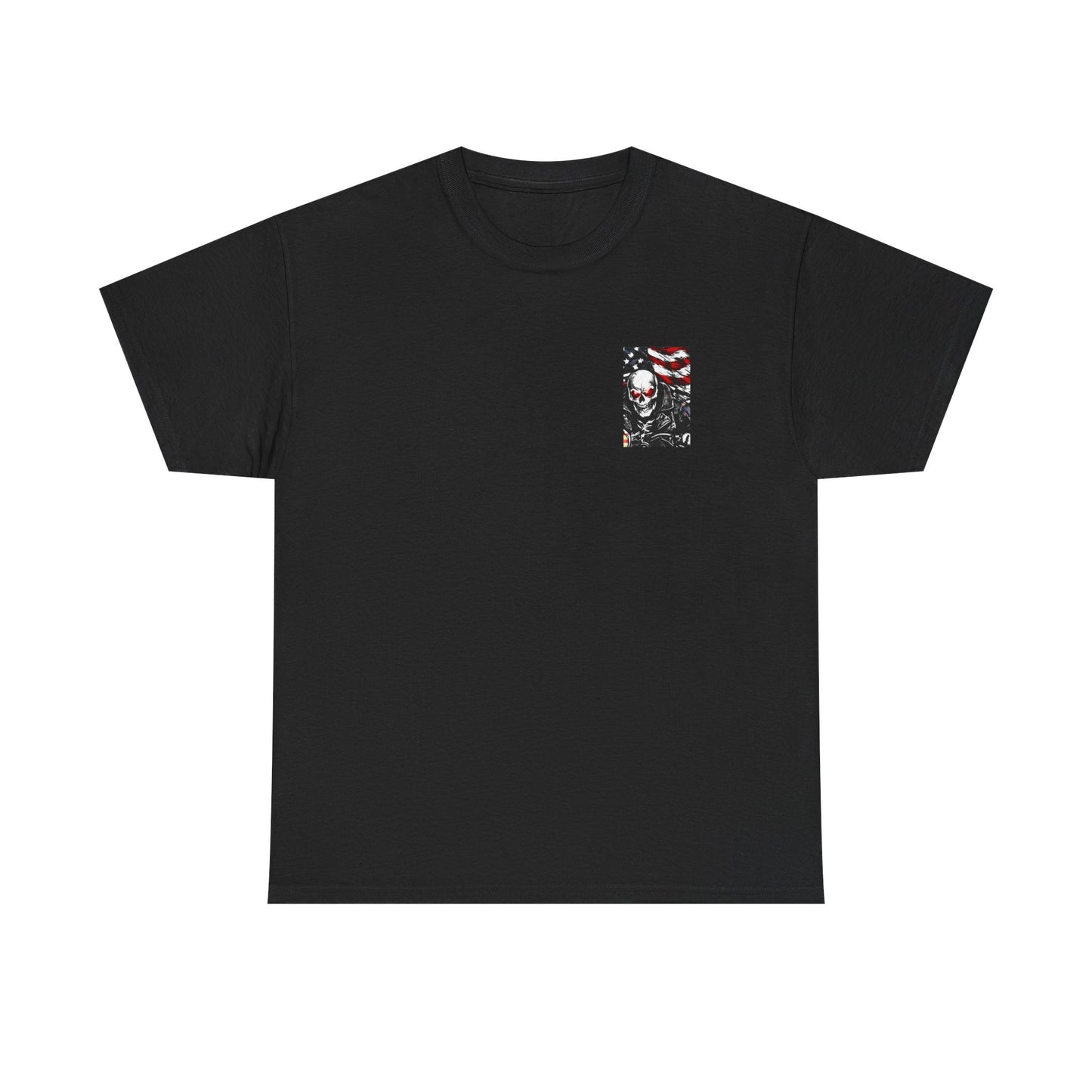 Freedom Rides Eternal Motorcycle Tee | Skull Biker American Flag