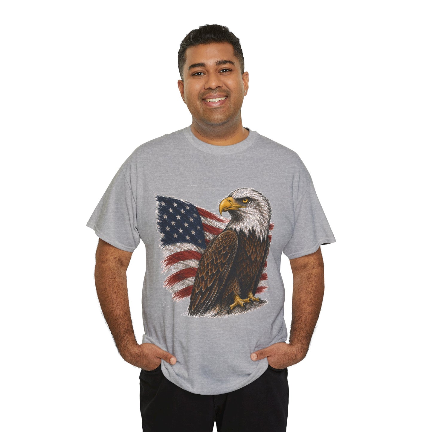 Eagle with American Flag T-Shirt — Patriotic Bald Eagle Tee for 4th of July