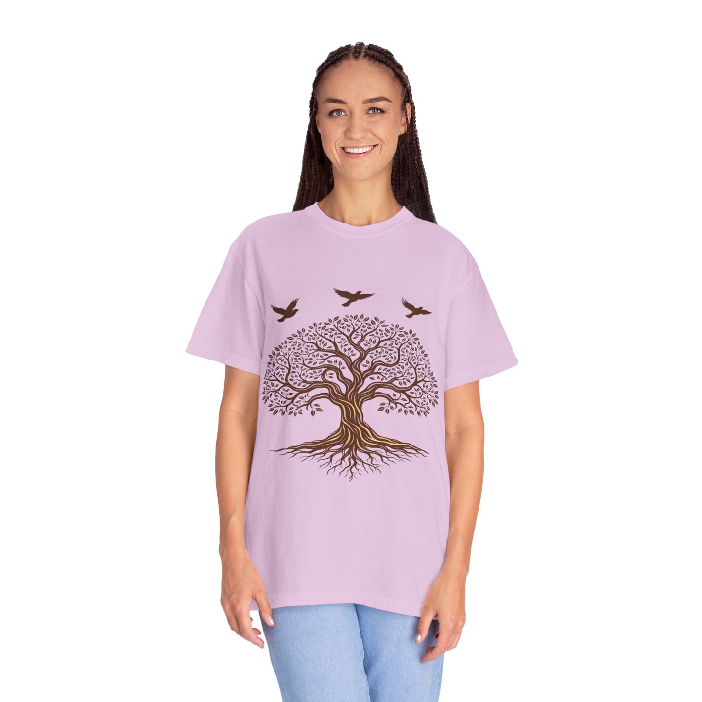 Tree of Life Shirt with Birds| Nature Graphic Tee| Boho Tree Tee | Garment Dyed T