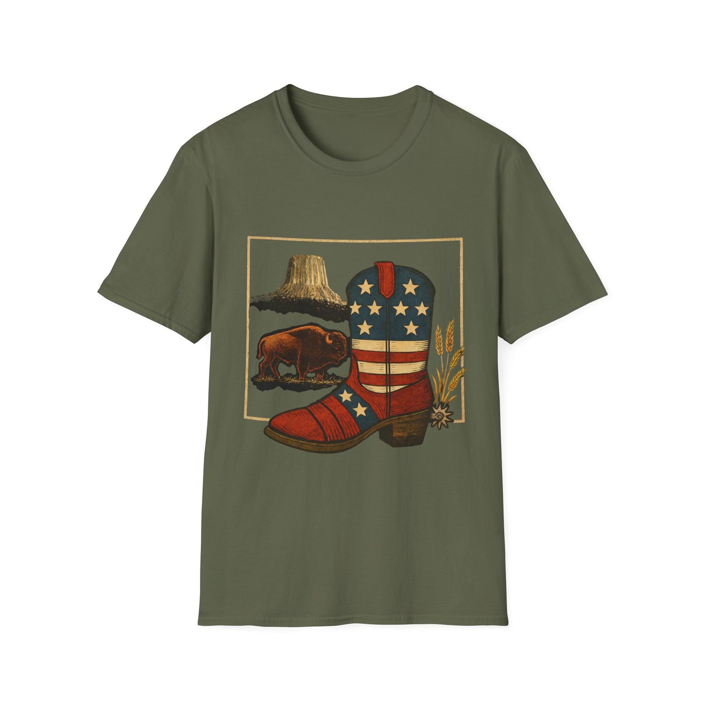 Wyoming Patriotic Cowboy Boot T-Shirt - Americana Western Graphic Tee