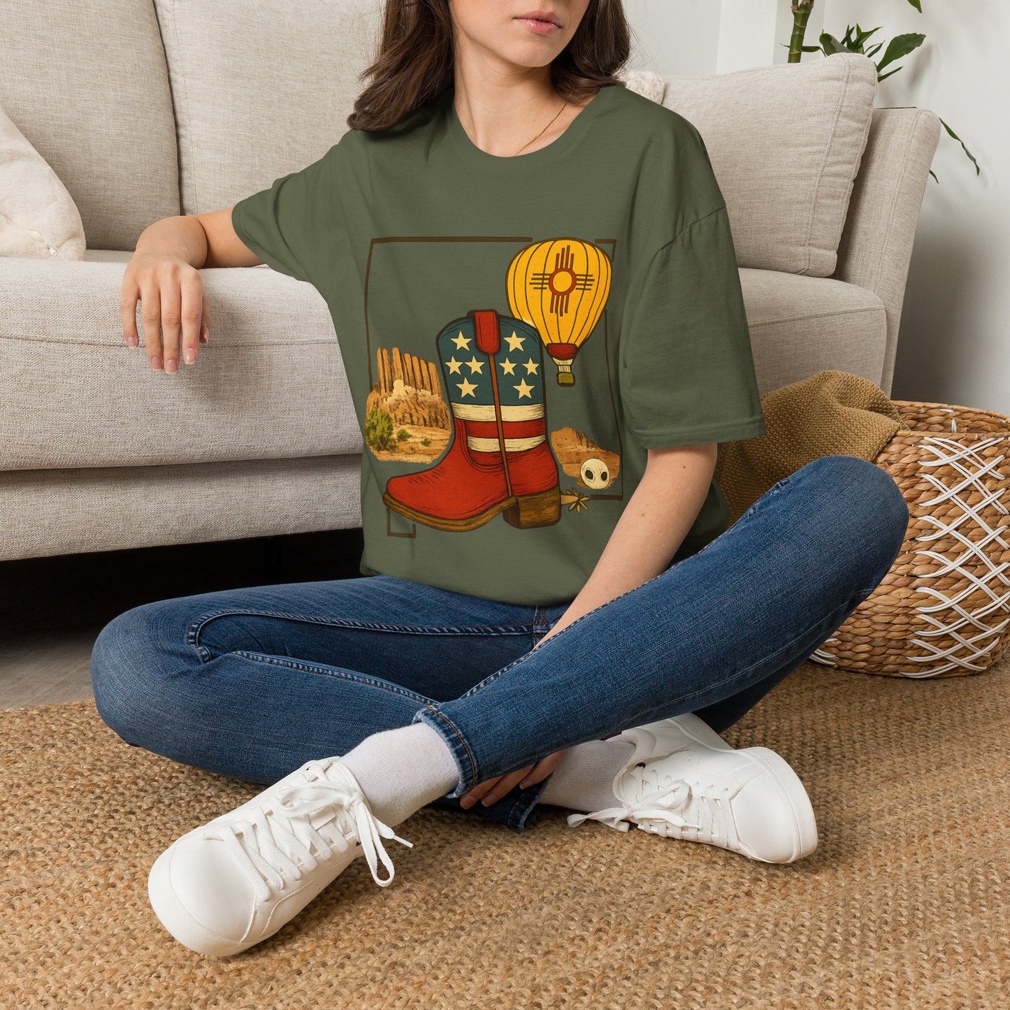 New Mexico Patriotic Cowboy Boot — Americana New Mexico Graphic Tee