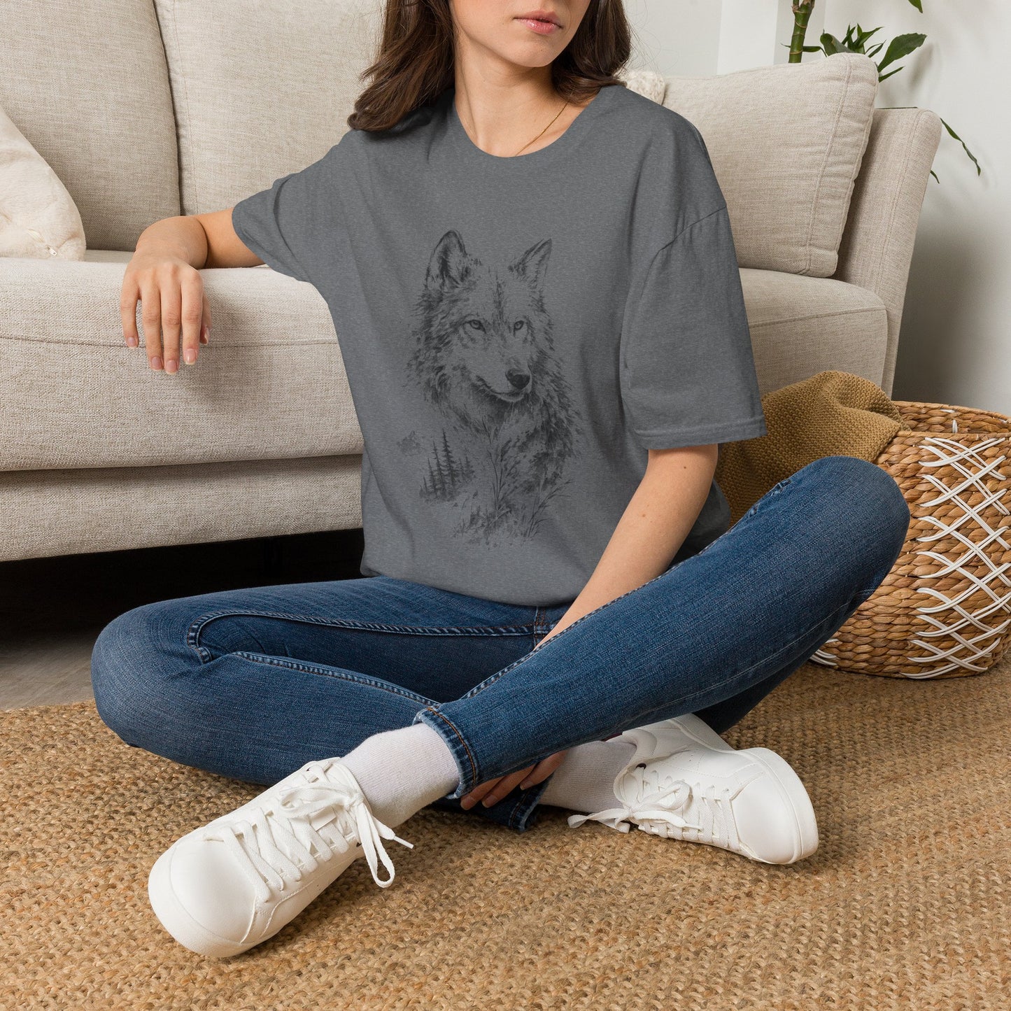 Wolf Sketch T-Shirt — Minimalist Nature Graphic Tee