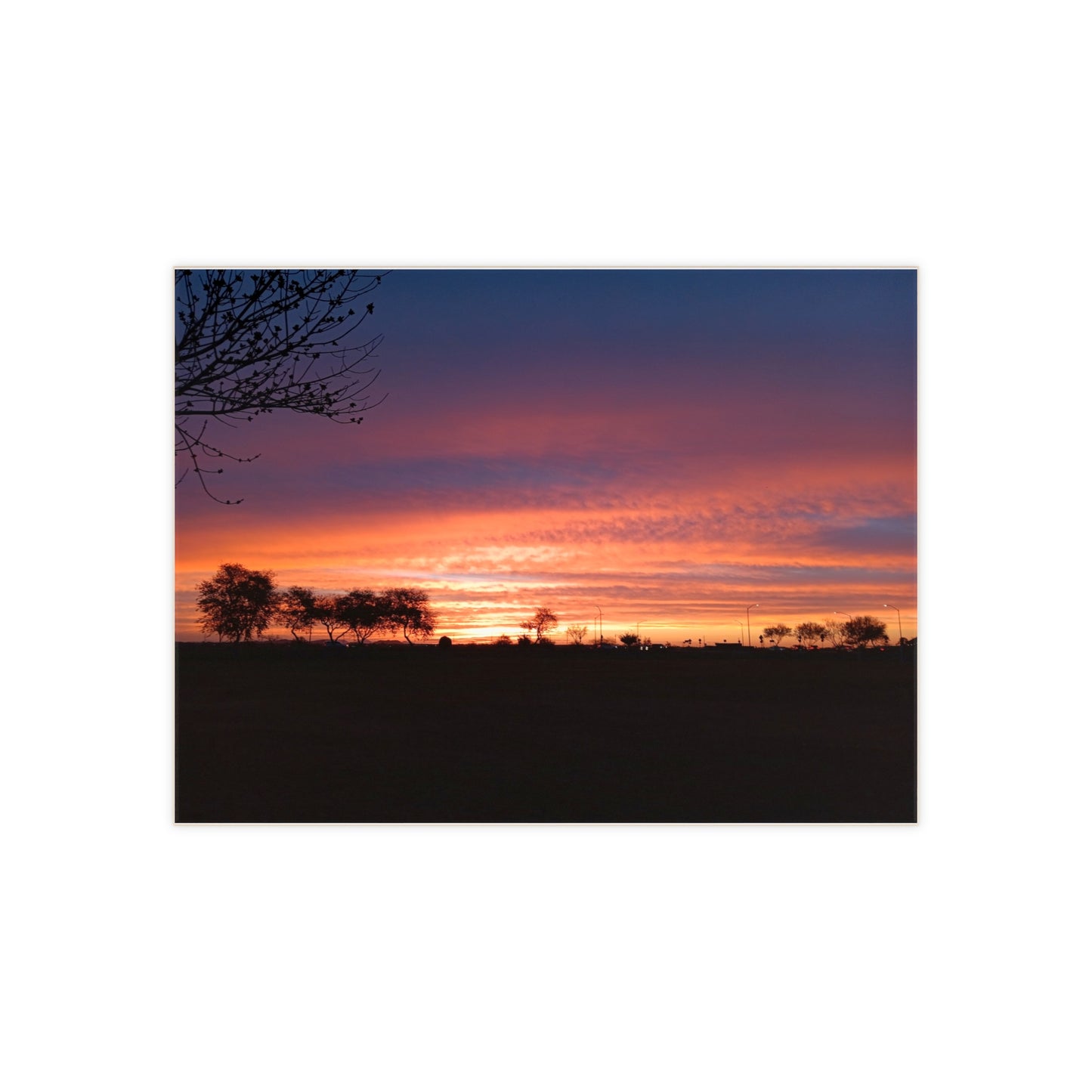 Sunset Silhouette Ceramic Photo Tile | Orange Purple Sky