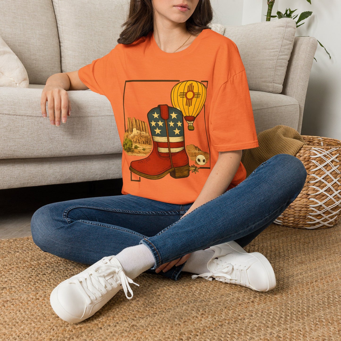 New Mexico Patriotic Cowboy Boot — Americana New Mexico Graphic Tee