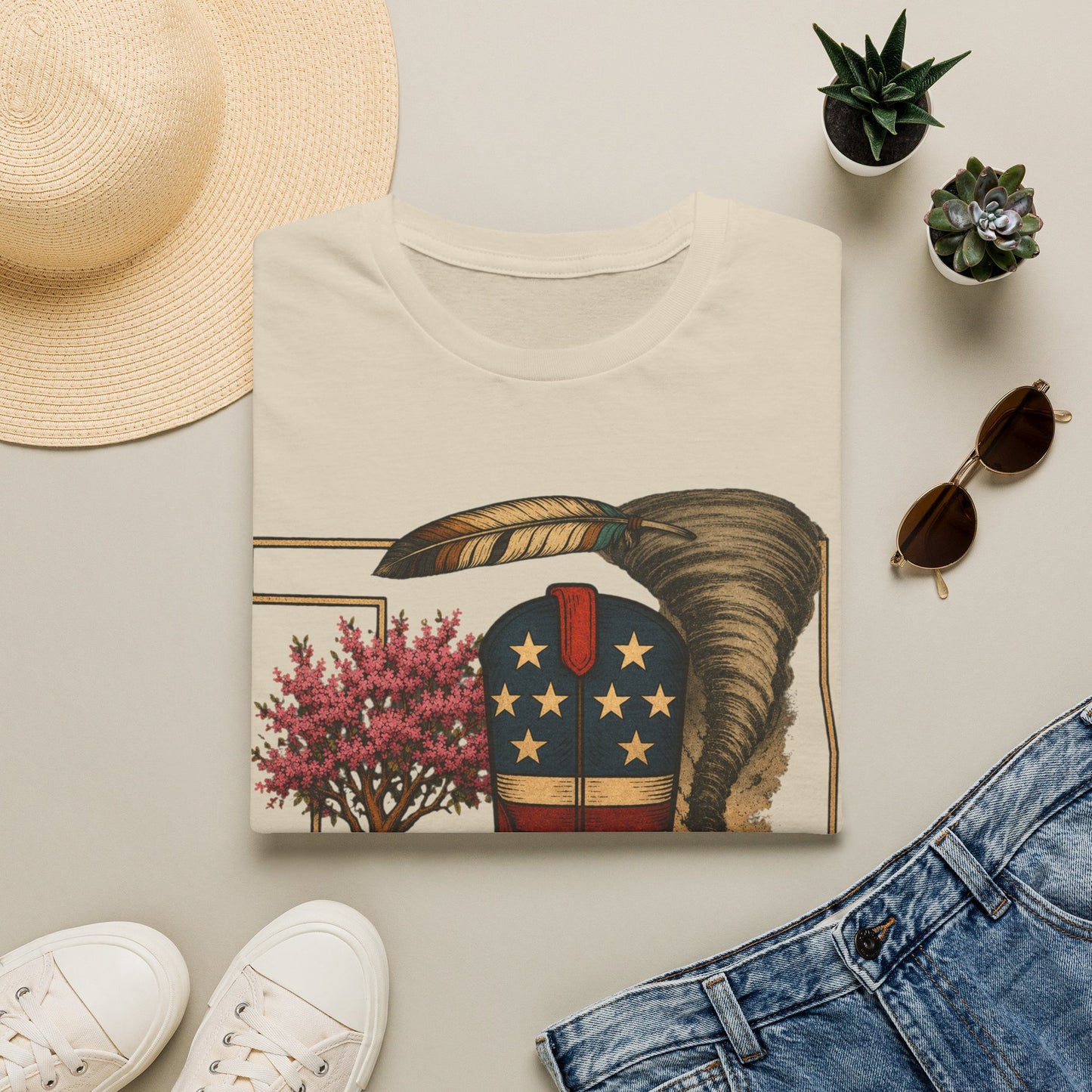 Oklahoma Patriotic Cowboy Boot T-Shirt — Americana Western Graphic Tee