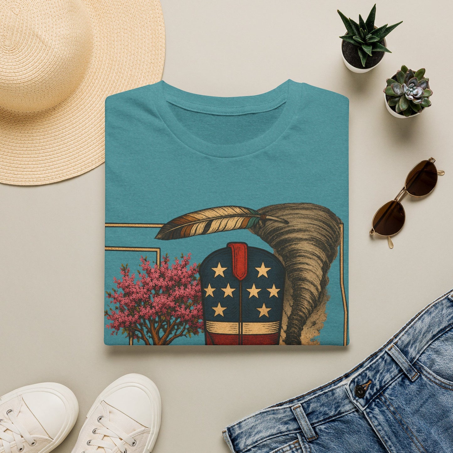 Oklahoma Patriotic Cowboy Boot T-Shirt — Americana Western Graphic Tee