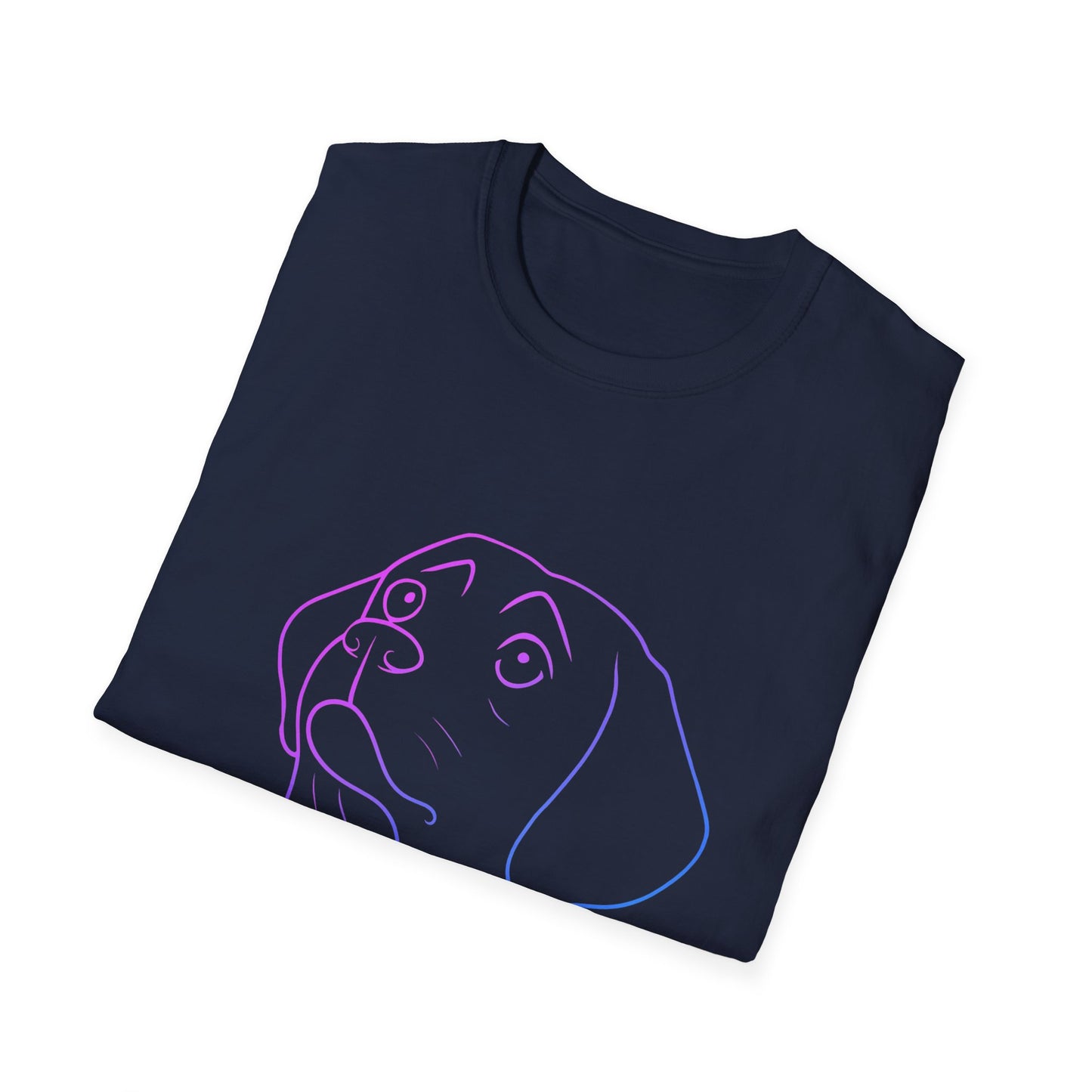 Neon Outline Loyal Dog T-Shirt | Minimal Line Art Pup Design