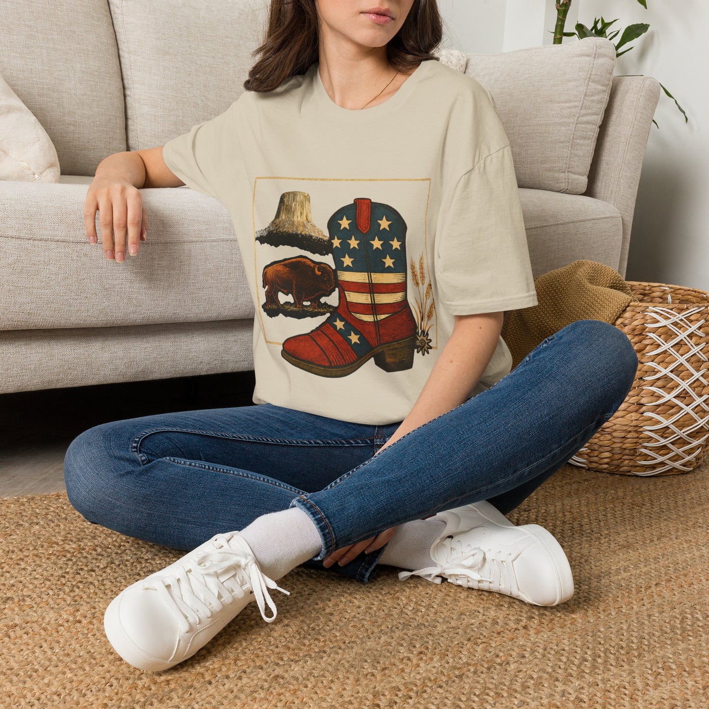 Wyoming Patriotic Cowboy Boot T-Shirt - Americana Western Graphic Tee