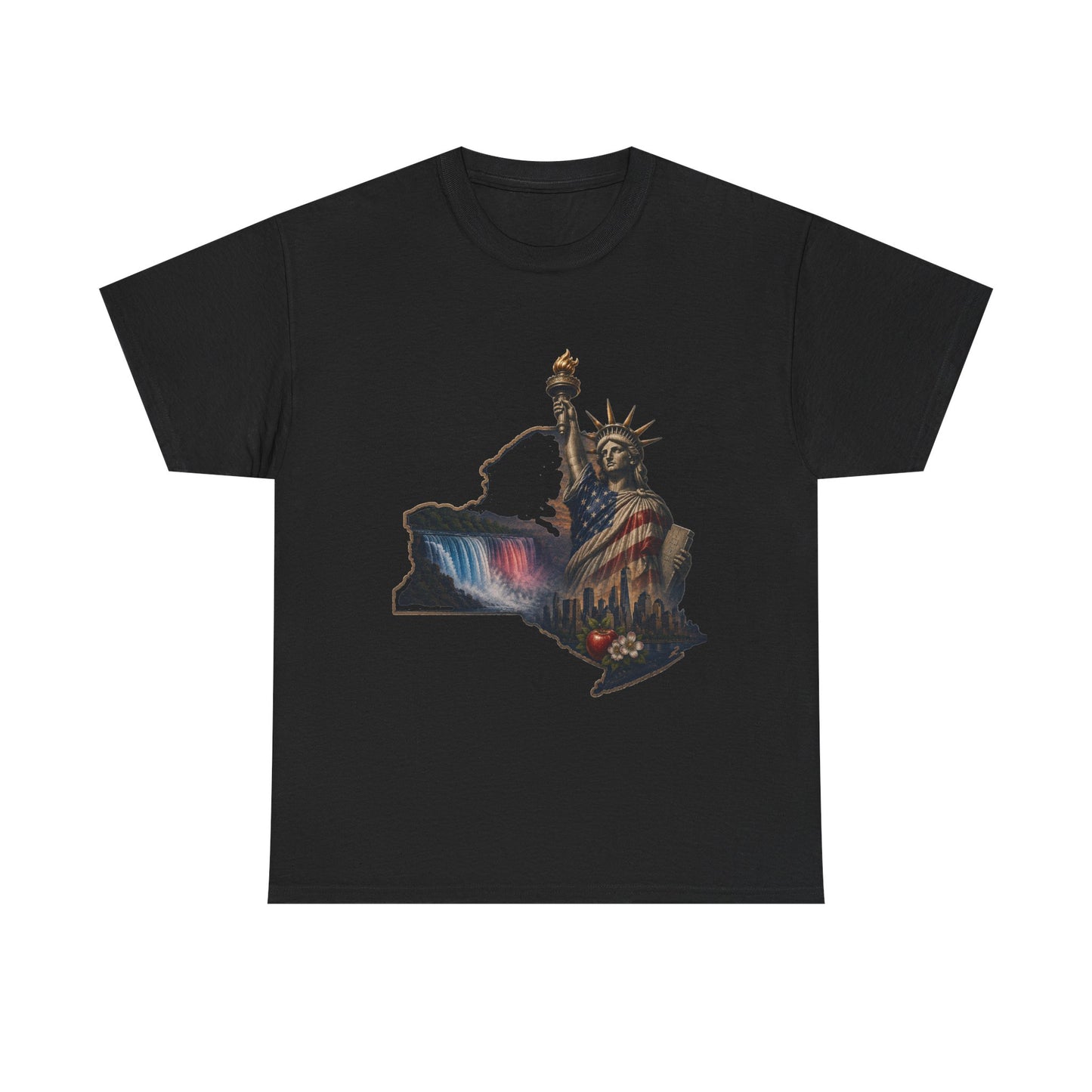 Statue of Liberty New York State Outline T-Shirt — Patriotic NY Tee