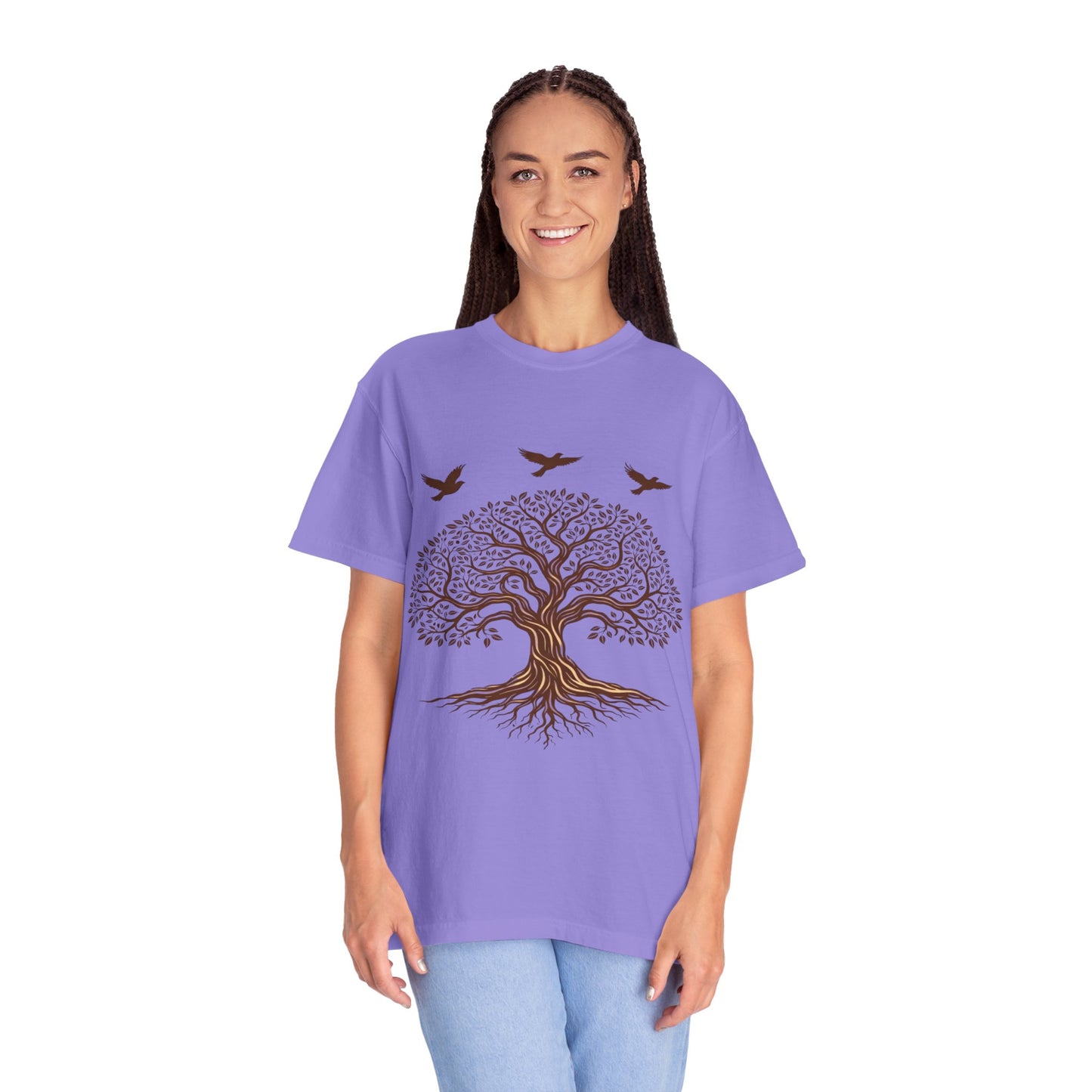Tree of Life Shirt with Birds| Nature Graphic Tee| Boho Tree Tee | Garment Dyed T