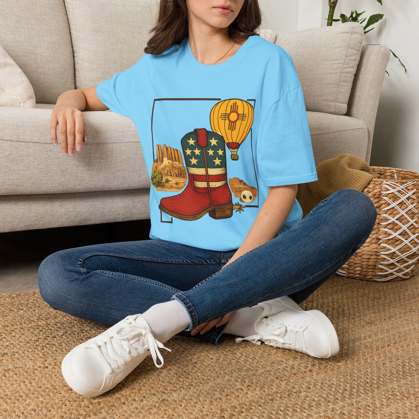 New Mexico Patriotic Cowboy Boot — Americana New Mexico Graphic Tee