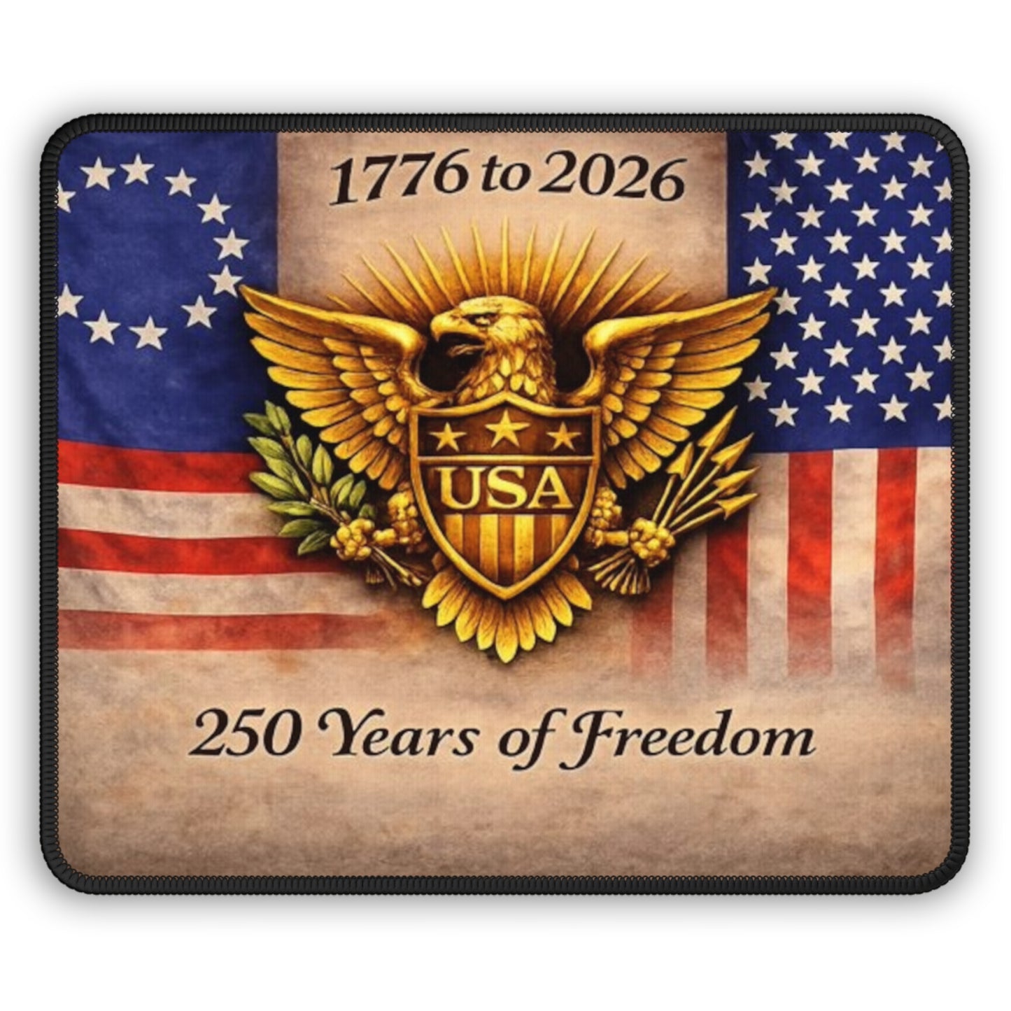 250 Years of Freedom Gaming Mouse Pad — USA Eagle Patriotic 1776 to 2026