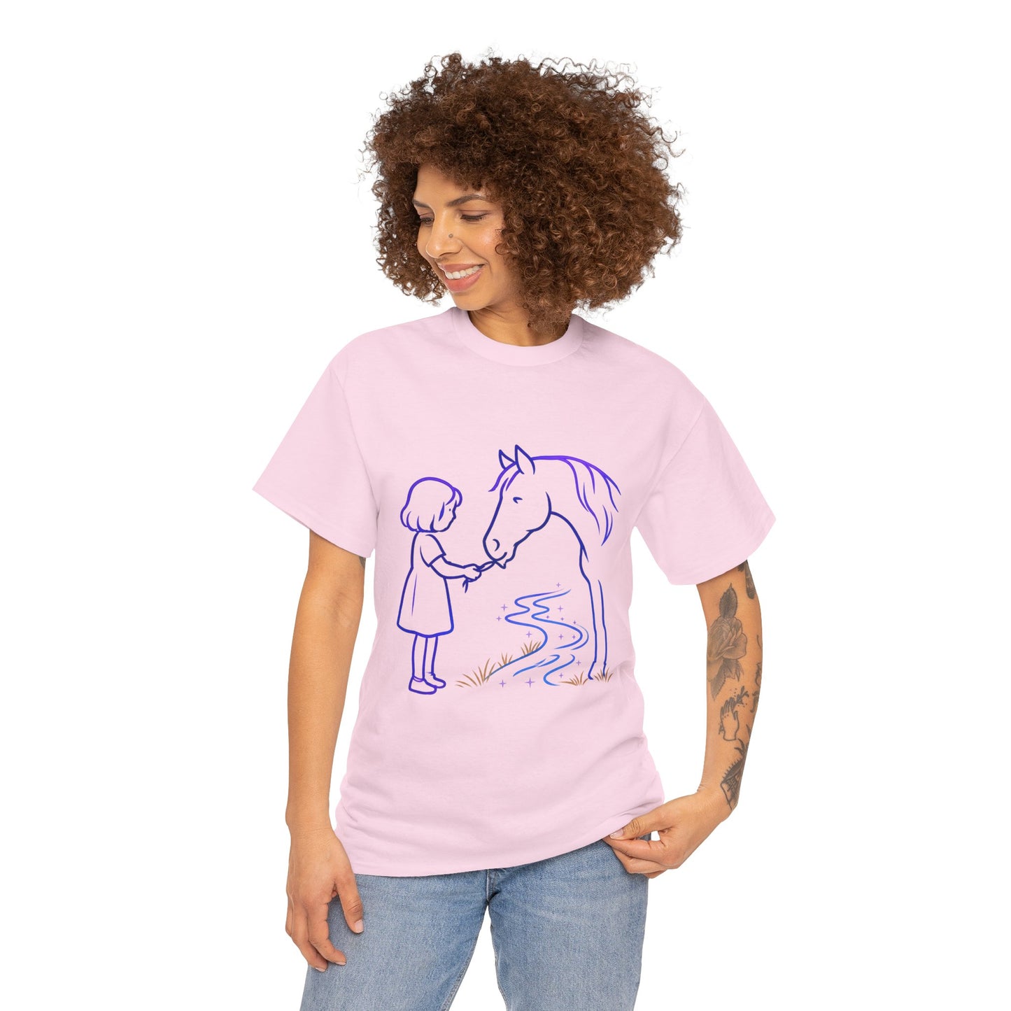 Girl Feeding Horse T-Shirt | Horse Lover T-Shirt | Equestrian Gift | Horse Mom Shirt