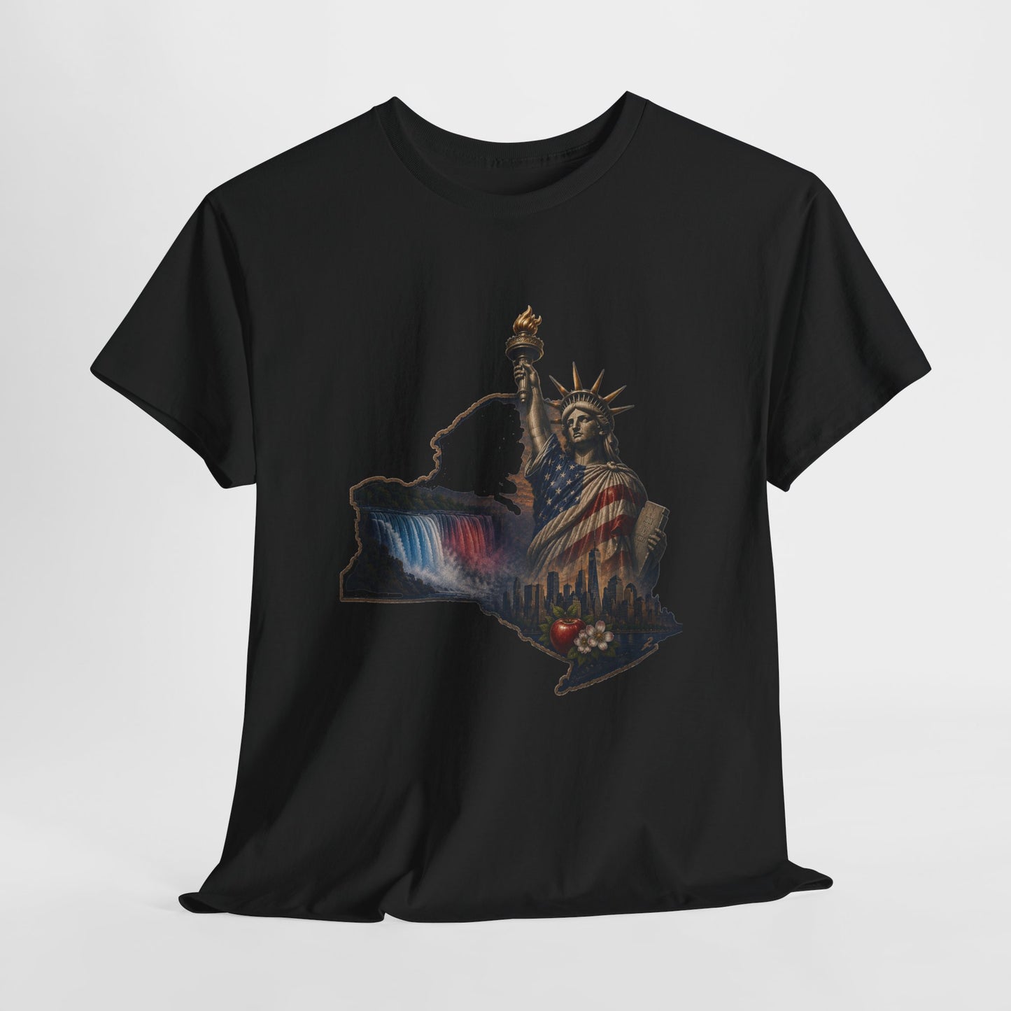 Statue of Liberty New York State Outline T-Shirt — Patriotic NY Tee
