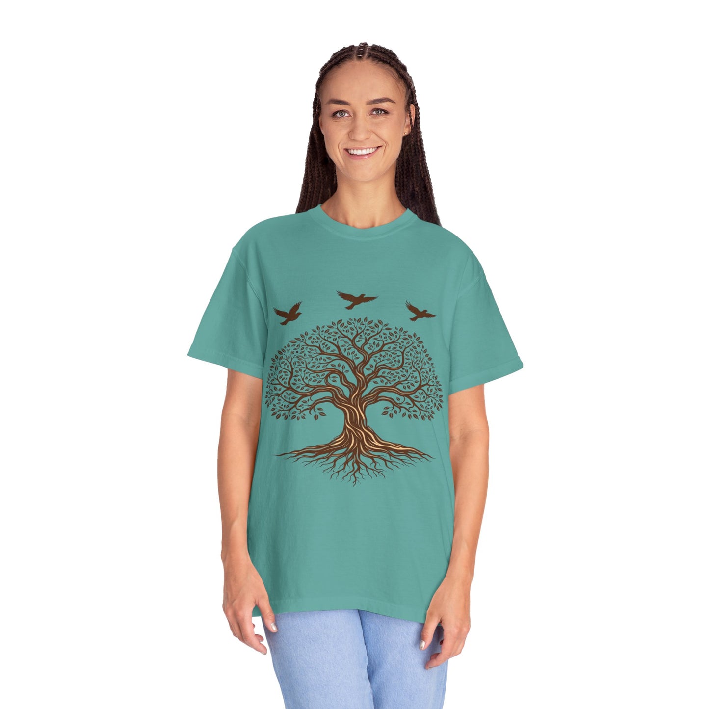 Tree of Life Shirt with Birds| Nature Graphic Tee| Boho Tree Tee | Garment Dyed T