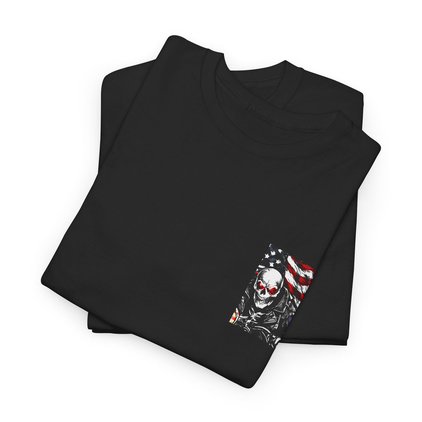 Freedom Rides Eternal Motorcycle Tee | Skull Biker American Flag