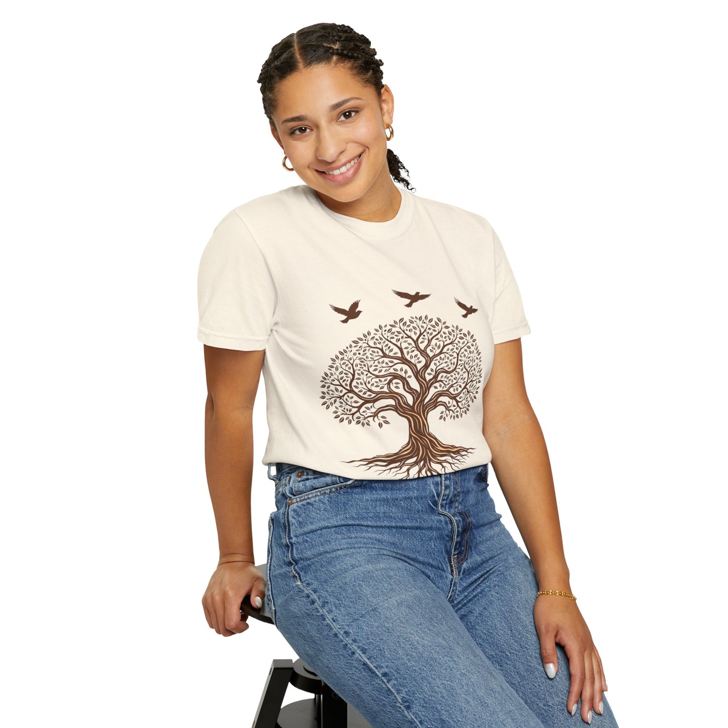 Tree of Life Shirt with Birds| Nature Graphic Tee| Boho Tree Tee | Garment Dyed T