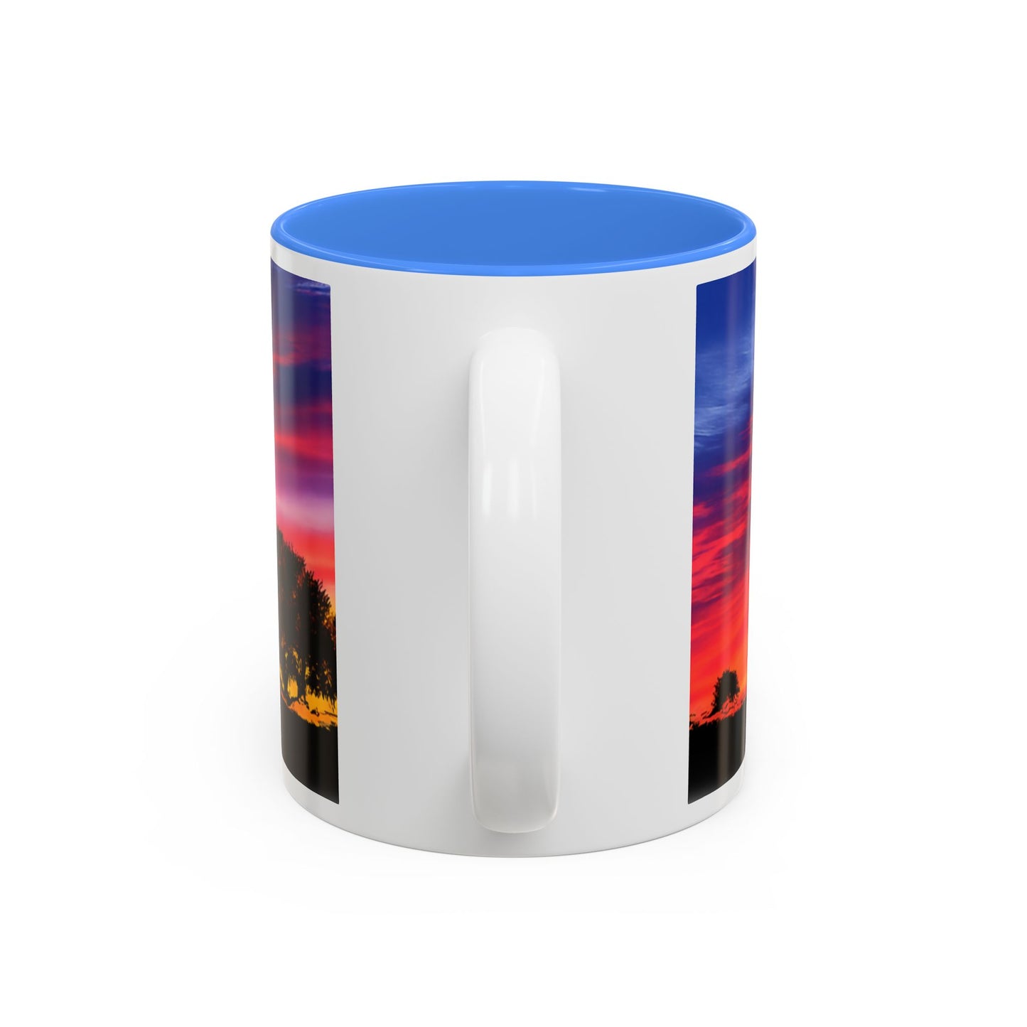 Desert Sunrise Silhouette Accent Mug — Colorful Sky Landscape Coffee Cup (11oz/15oz)
