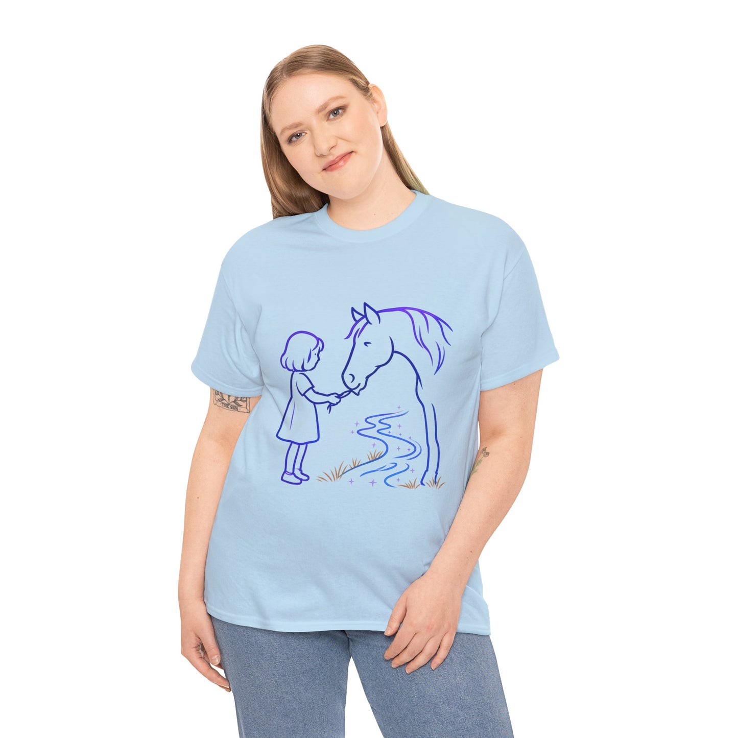 Girl Feeding Horse T-Shirt | Horse Lover T-Shirt | Equestrian Gift | Horse Mom Shirt