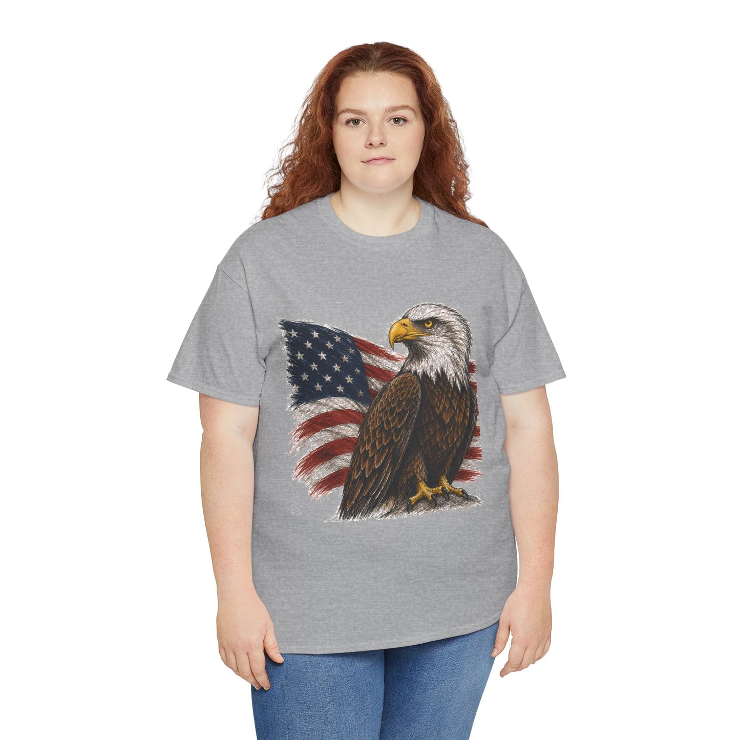Eagle with American Flag T-Shirt — Patriotic Bald Eagle Tee for 4th of July