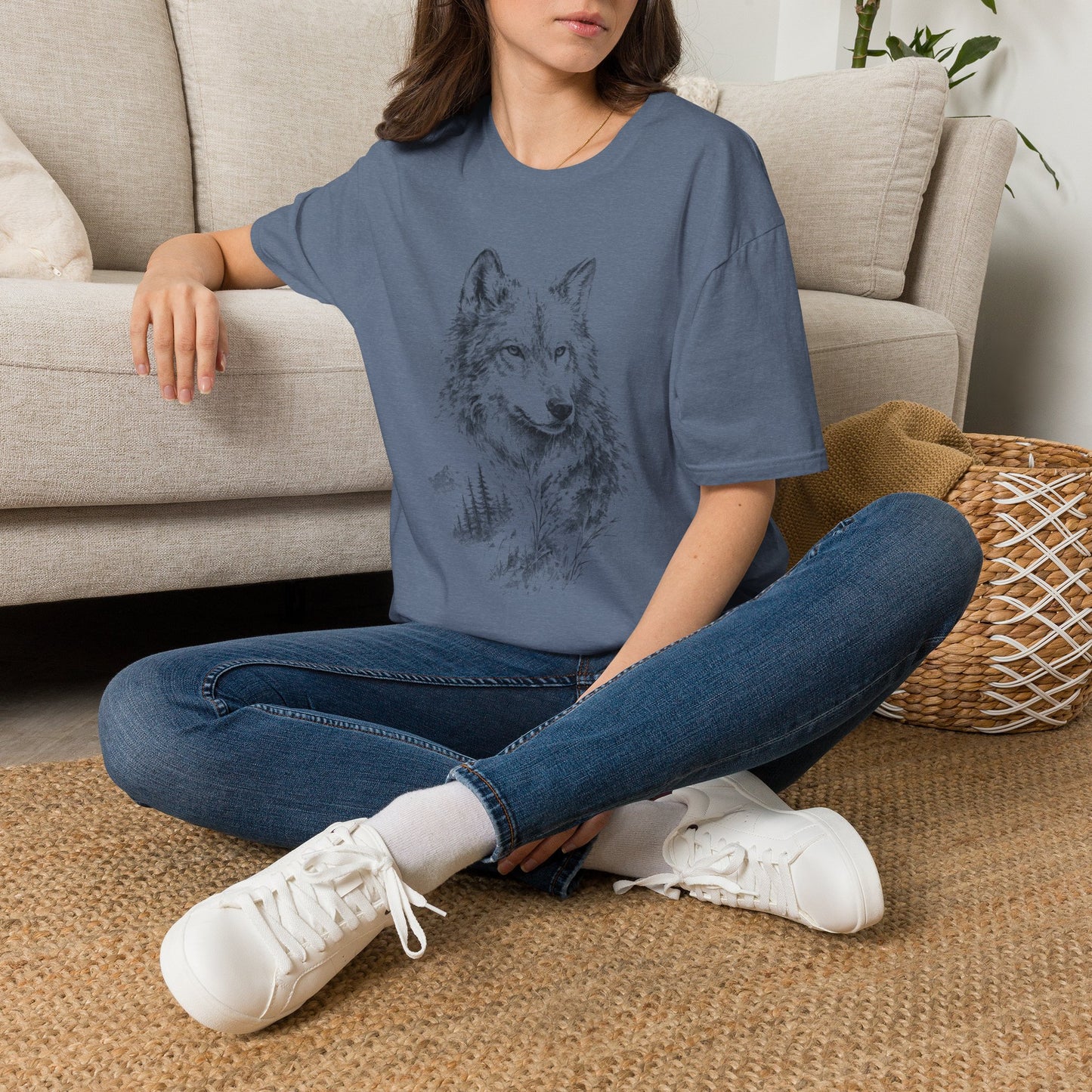 Wolf Sketch T-Shirt — Minimalist Nature Graphic Tee
