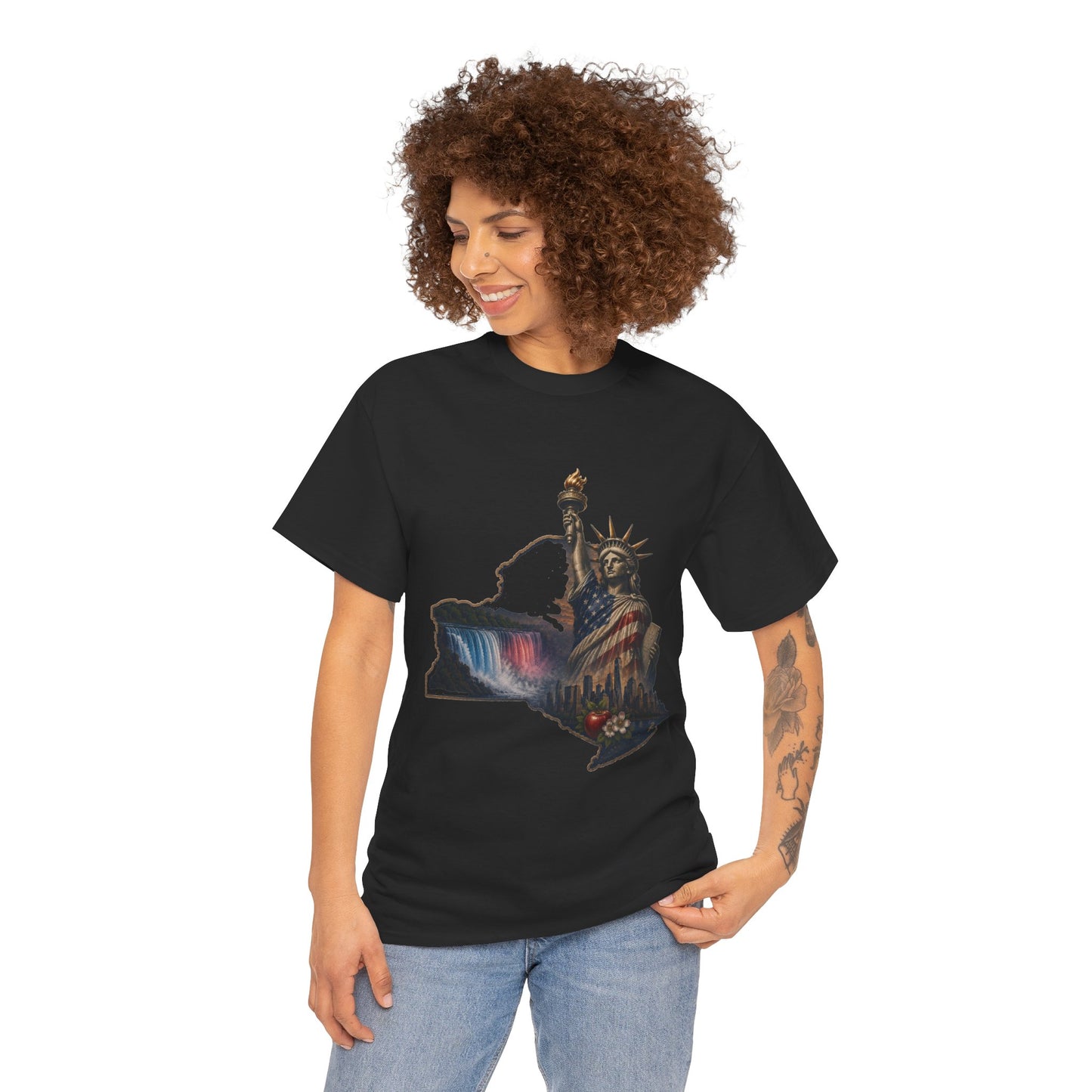 Statue of Liberty New York State Outline T-Shirt — Patriotic NY Tee