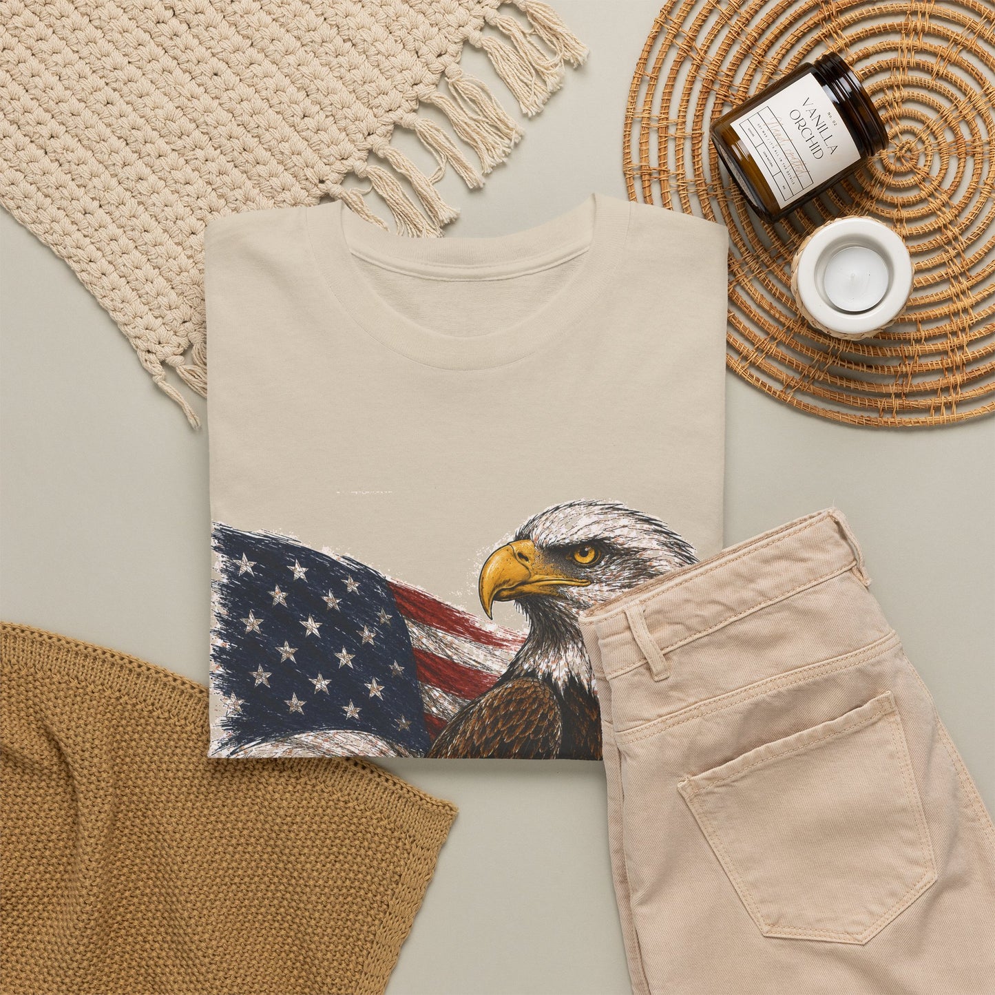 Eagle with American Flag T-Shirt — Patriotic Bald Eagle Tee for 4th of July